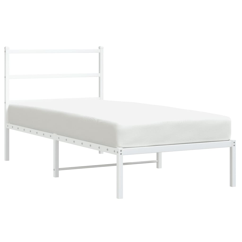 vidaXL Metal Bed Frame without Mattress with Headboard White 90x190cm 2