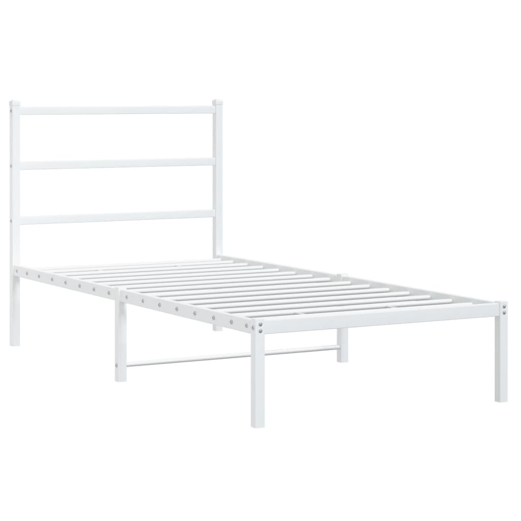 vidaXL Metal Bed Frame without Mattress with Headboard White 90x190cm 3