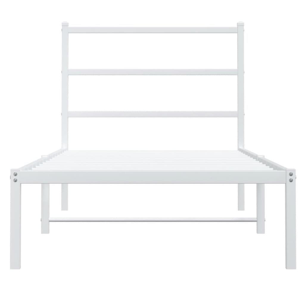 vidaXL Metal Bed Frame without Mattress with Headboard White 90x190cm 5