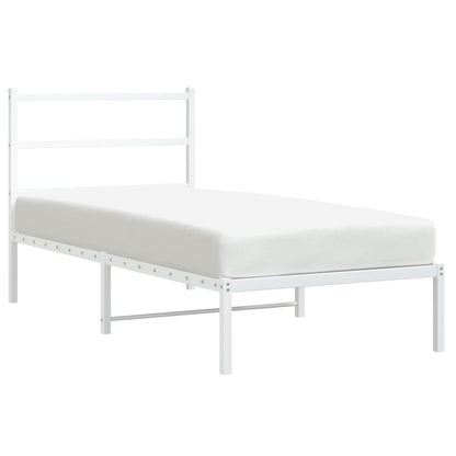 vidaXL Metal Bed Frame without Mattress with Headboard White 90x200cm 2