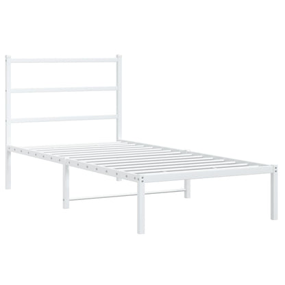 vidaXL Metal Bed Frame without Mattress with Headboard White 90x200cm 3