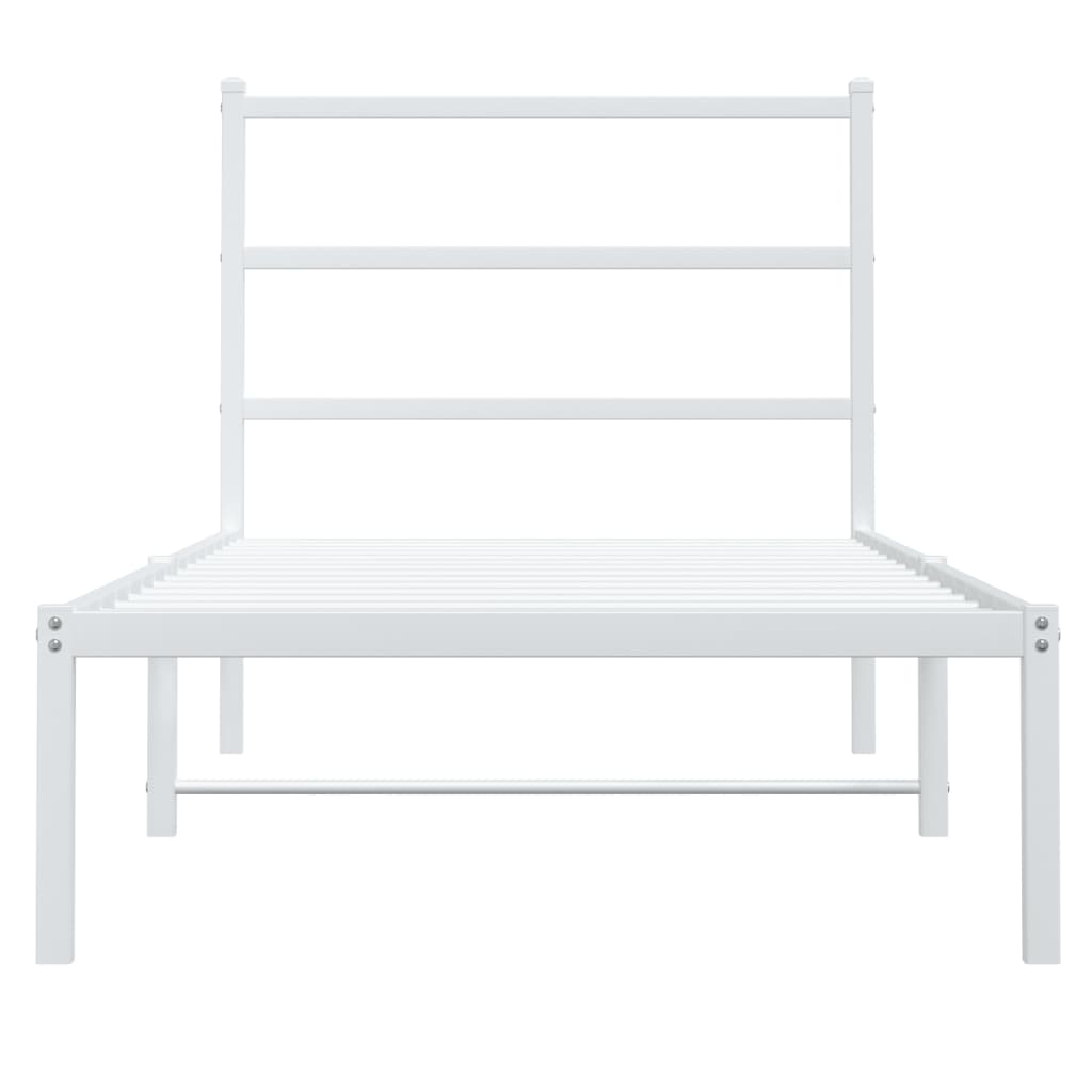 vidaXL Metal Bed Frame without Mattress with Headboard White 90x200cm 5