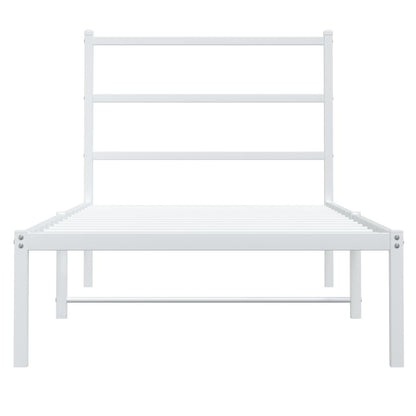 vidaXL Metal Bed Frame without Mattress with Headboard White 90x200cm 5
