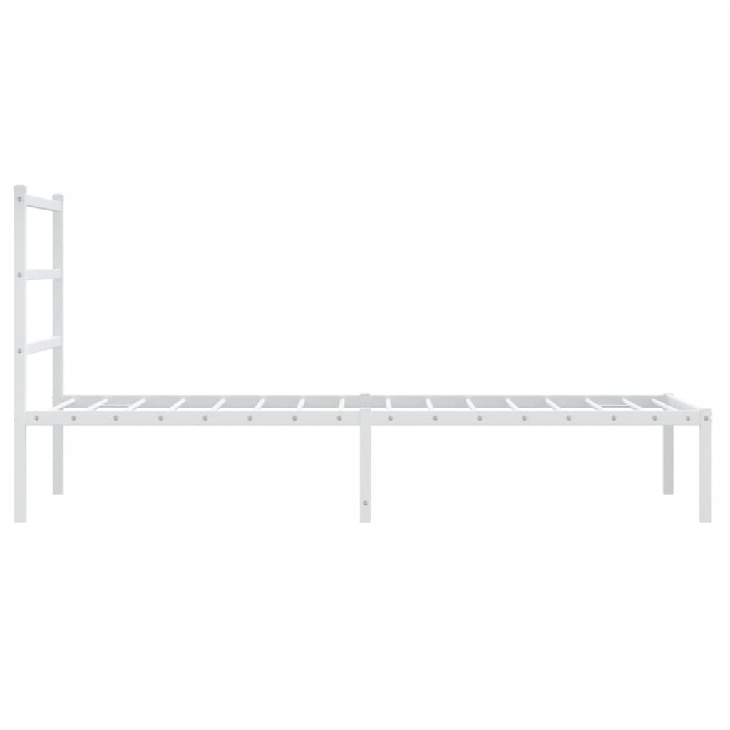 vidaXL Metal Bed Frame without Mattress with Headboard White 90x200cm 6