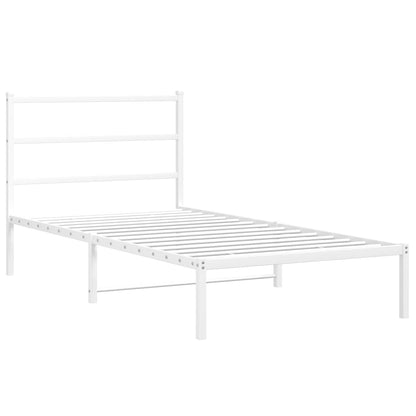 vidaXL Metal Bed Frame without Mattress with Headboard White 100x190cm 3