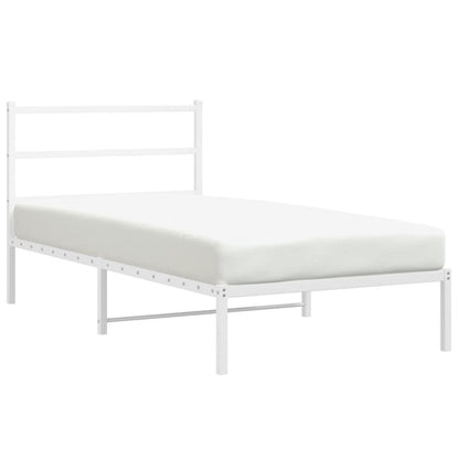 vidaXL Metal Bed Frame without Mattress with Headboard White 100x200cm 2