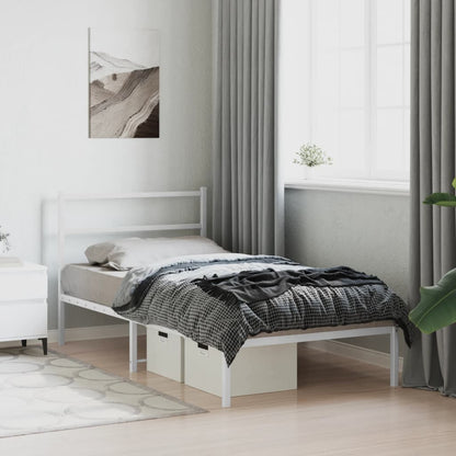 vidaXL Metal Bed Frame without Mattress with Headboard White 100x200cm 4