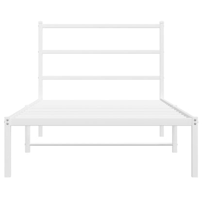 vidaXL Metal Bed Frame without Mattress with Headboard White 100x200cm 5