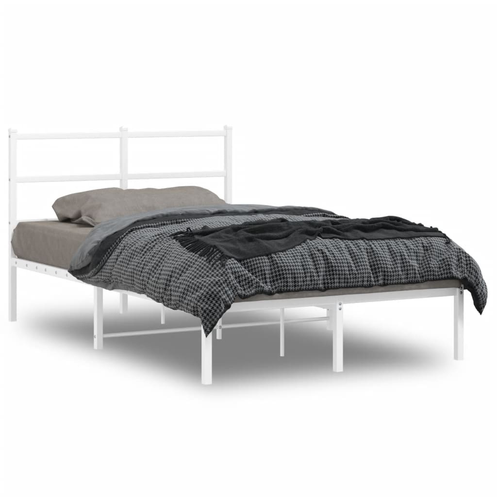 vidaXL Metal Bed Frame without Mattress With headboard White