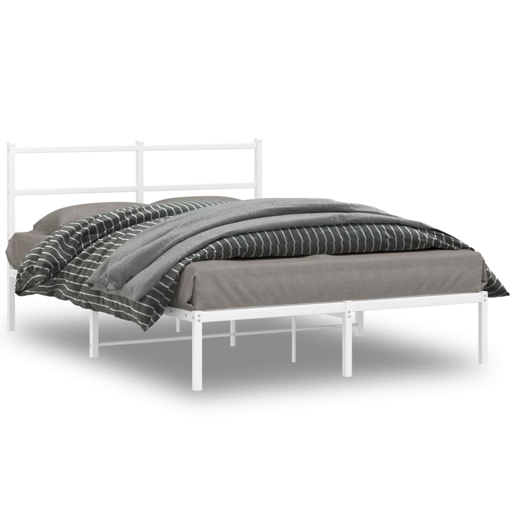 vidaXL Metal Bed Frame without Mattress With headboard White