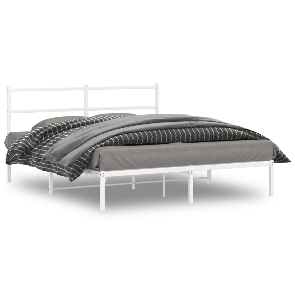 vidaXL Metal Bed Frame without Mattress With headboard White