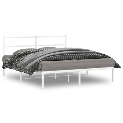 vidaXL Metal Bed Frame without Mattress With headboard White