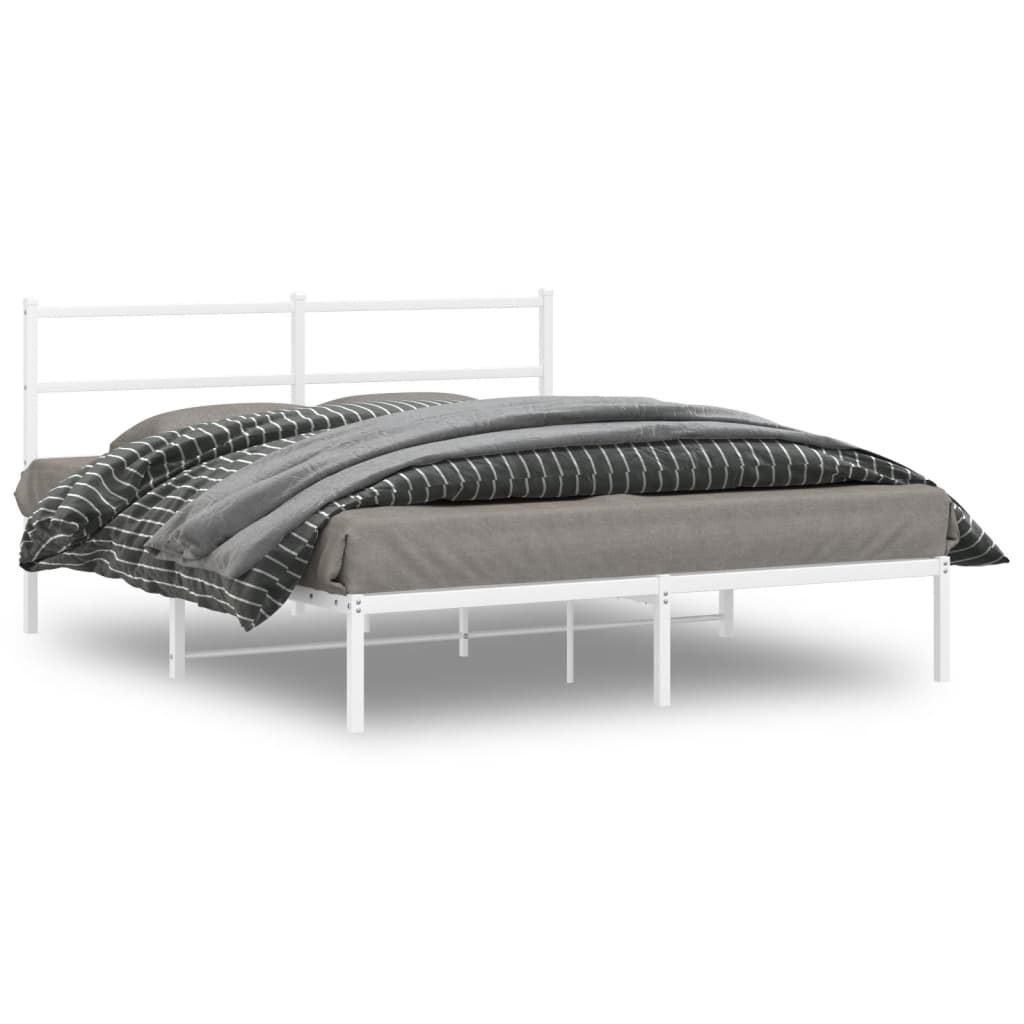 vidaXL Metal Bed Frame without Mattress With headboard White