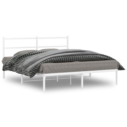 vidaXL Metal Bed Frame without Mattress With headboard White