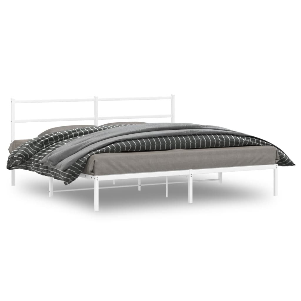 vidaXL Metal Bed Frame without Mattress With headboard White