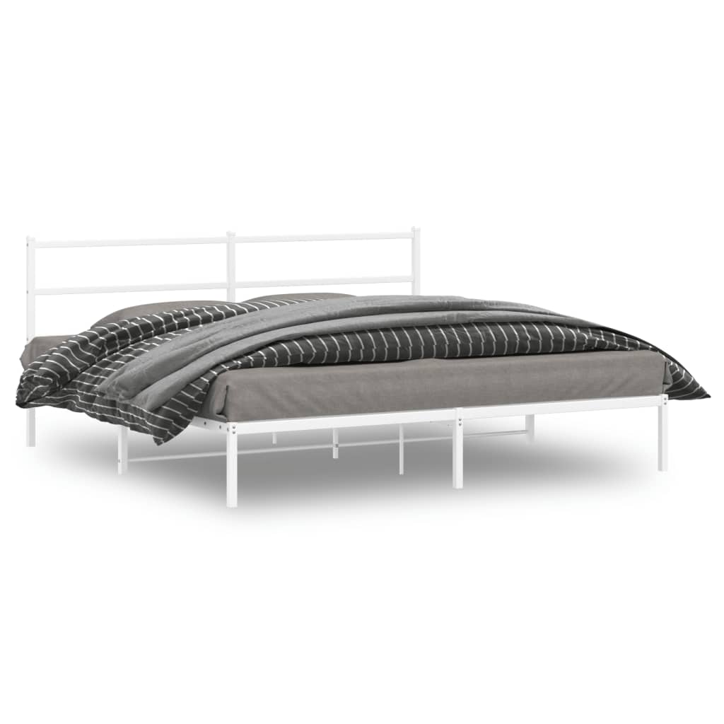 vidaXL Metal Bed Frame without Mattress With headboard White