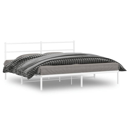 vidaXL Metal Bed Frame without Mattress With headboard White