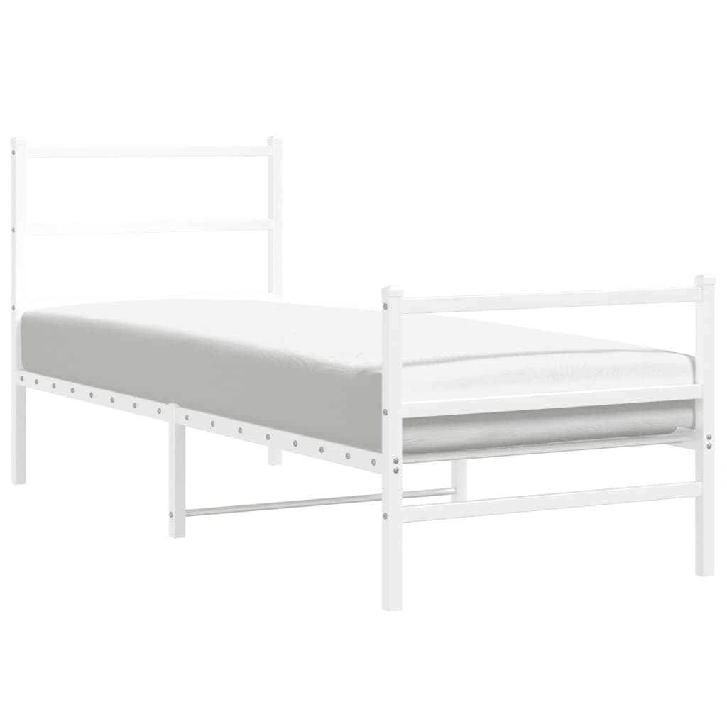 vidaXL Metal Bed Frame without Mattress with Footboard White 80x200cm 2