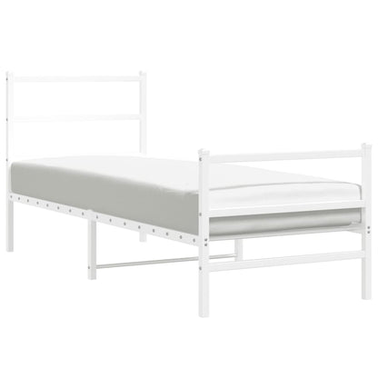 vidaXL Metal Bed Frame without Mattress with Footboard White 80x200cm 2