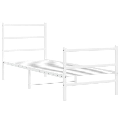 vidaXL Metal Bed Frame without Mattress with Footboard White 80x200cm 3
