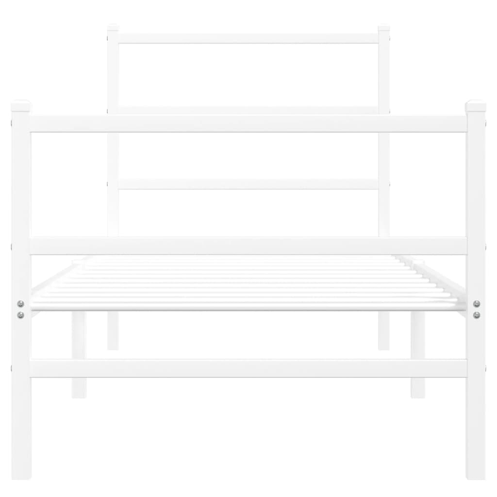 vidaXL Metal Bed Frame without Mattress with Footboard White 80x200cm 5