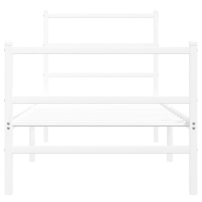 vidaXL Metal Bed Frame without Mattress with Footboard White 80x200cm 5