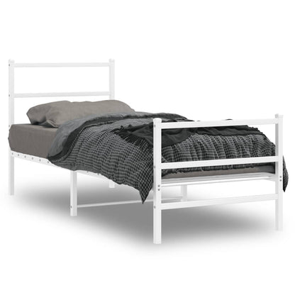 vidaXL Metal Bed Frame without Mattress with Footboard White 80x200cm 1
