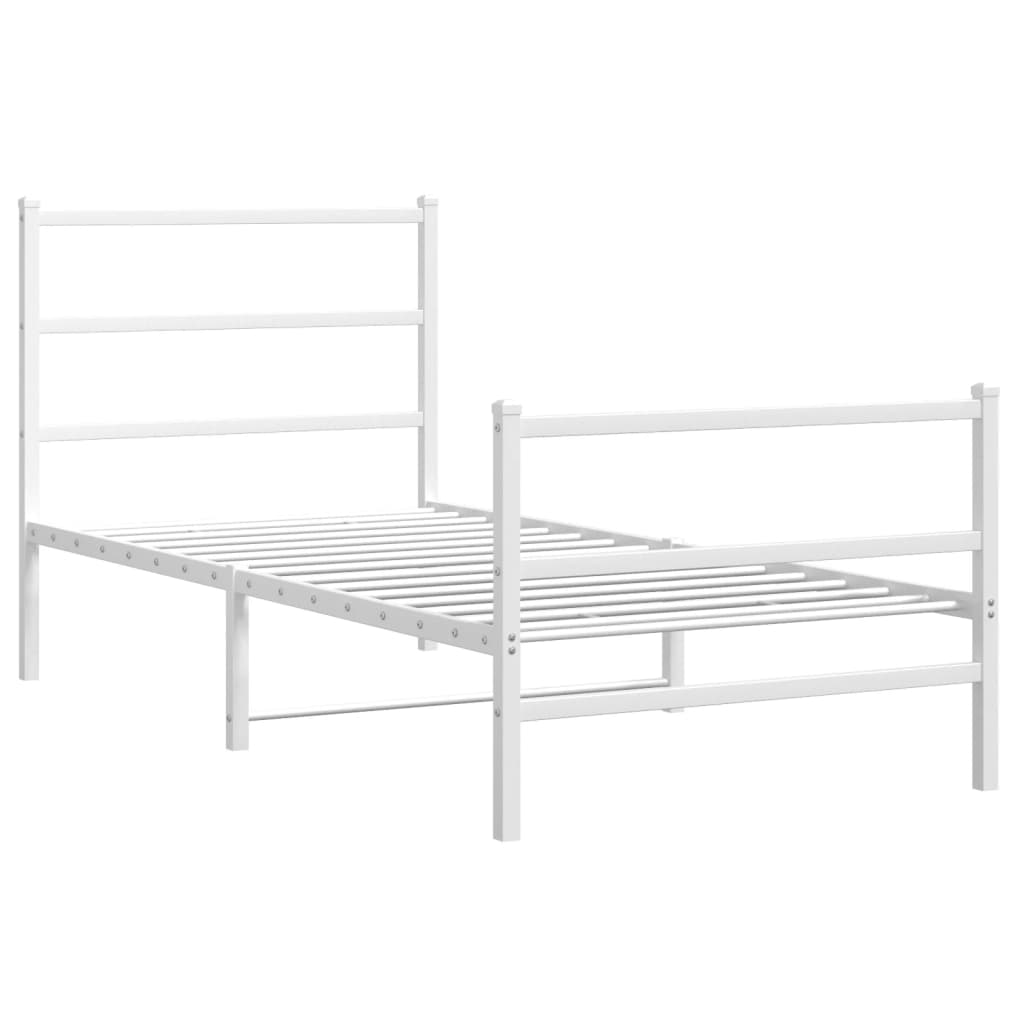 vidaXL Metal Bed Frame without Mattress with Footboard White 90x190cm 3