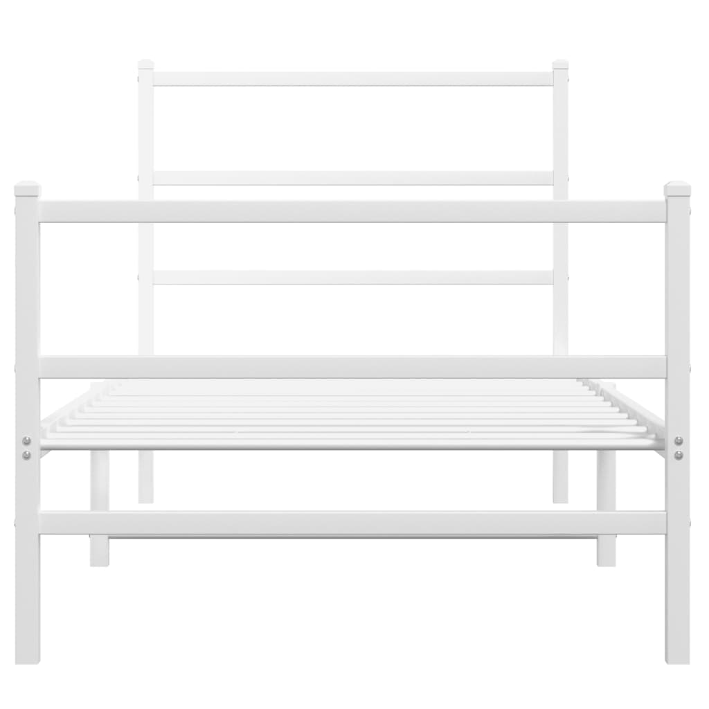vidaXL Metal Bed Frame without Mattress with Footboard White 90x190cm 5