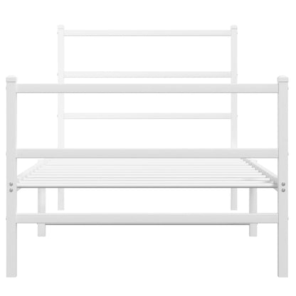 vidaXL Metal Bed Frame without Mattress with Footboard White 90x190cm 5