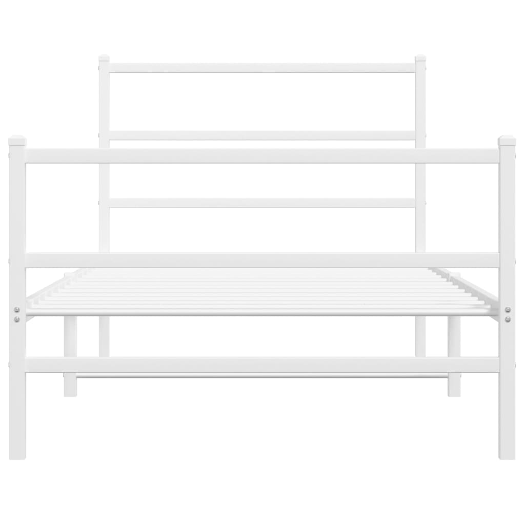 vidaXL Metal Bed Frame without Mattress with Footboard White 100x190cm 5