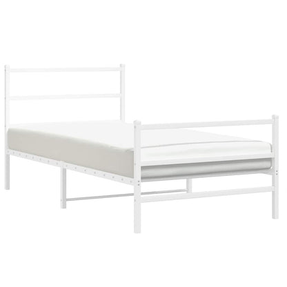 vidaXL Metal Bed Frame without Mattress with Footboard White 100x200cm 4