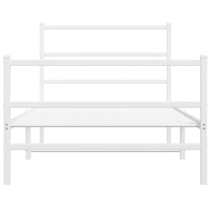 vidaXL Metal Bed Frame without Mattress with Footboard White 100x200cm 5