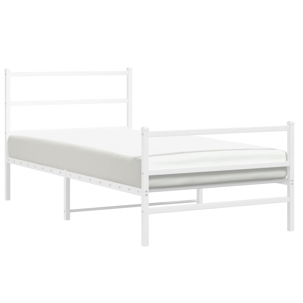 vidaXL Metal Bed Frame without Mattress with Footboard White 107x203cm 4
