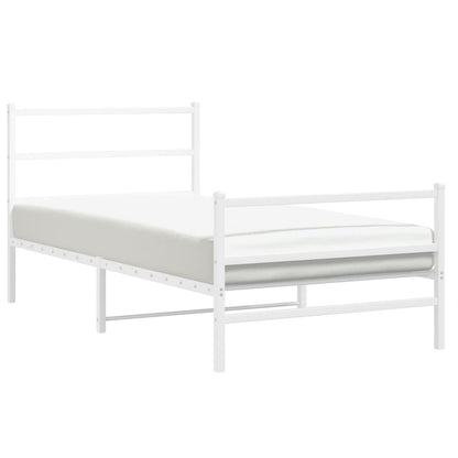 vidaXL Metal Bed Frame without Mattress with Footboard White 107x203cm 4