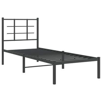 vidaXL Metal Bed Frame without Mattress with Headboard Black 75x190cm 3