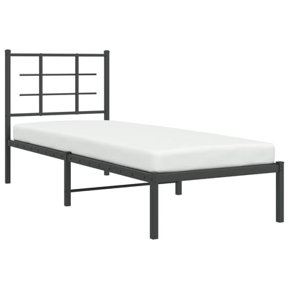 vidaXL Metal Bed Frame without Mattress with Headboard Black 75x190cm 4