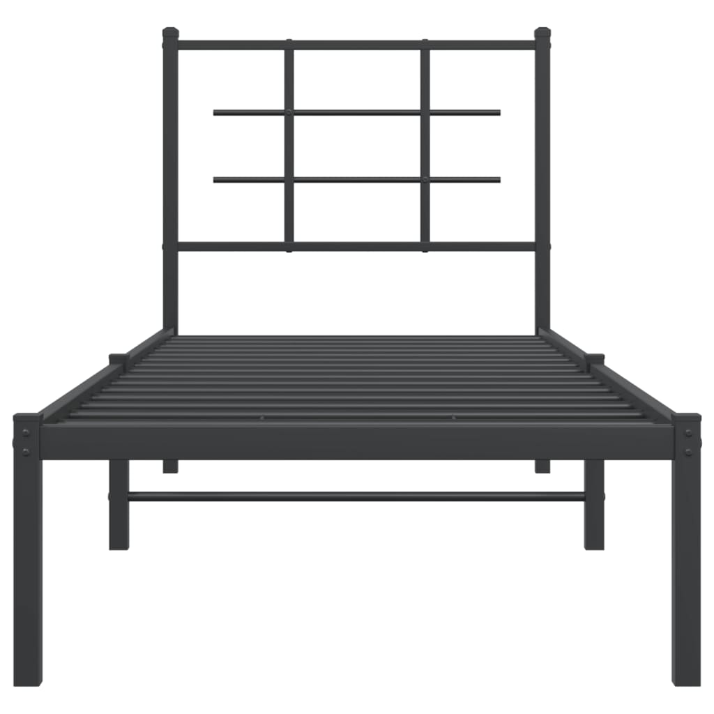 vidaXL Metal Bed Frame without Mattress with Headboard Black 75x190cm 5
