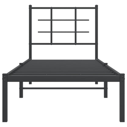 vidaXL Metal Bed Frame without Mattress with Headboard Black 75x190cm 5