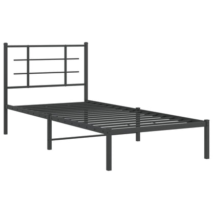 vidaXL Metal Bed Frame without Mattress with Headboard Black 90x190cm 3
