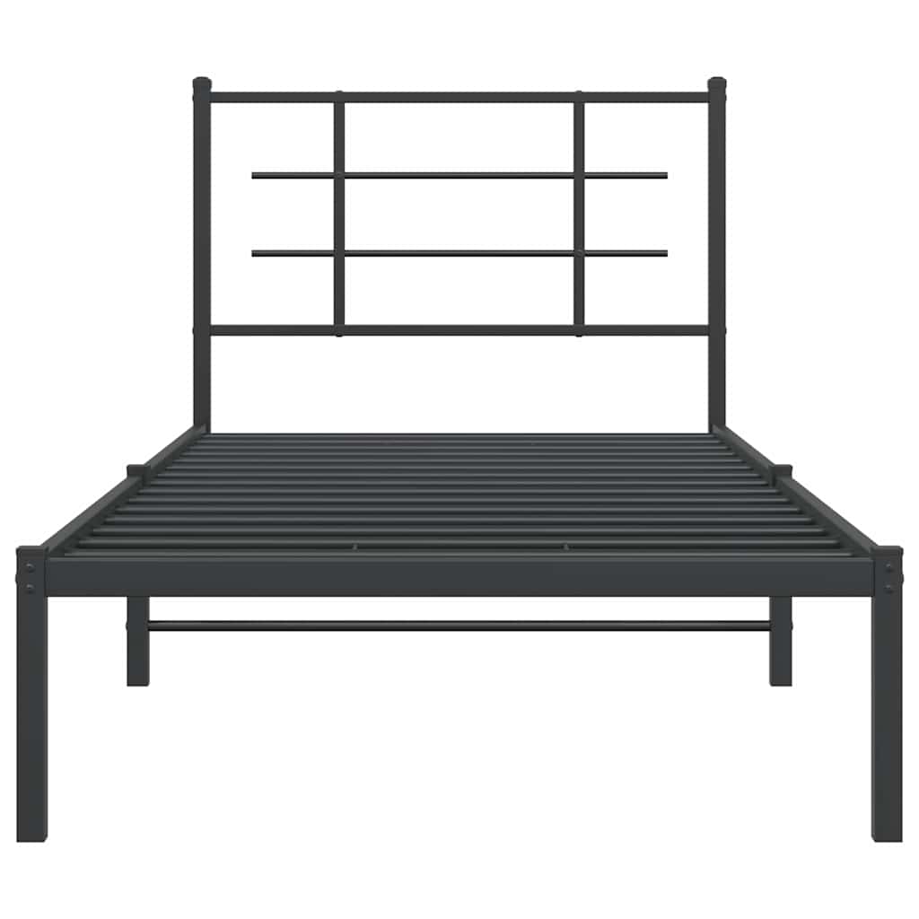 vidaXL Metal Bed Frame without Mattress with Headboard Black 90x200cm 5