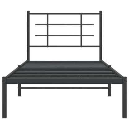 vidaXL Metal Bed Frame without Mattress with Headboard Black 90x200cm 5