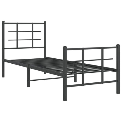 vidaXL Metal Bed Frame without Mattress with Footboard Black 75x190cm 3