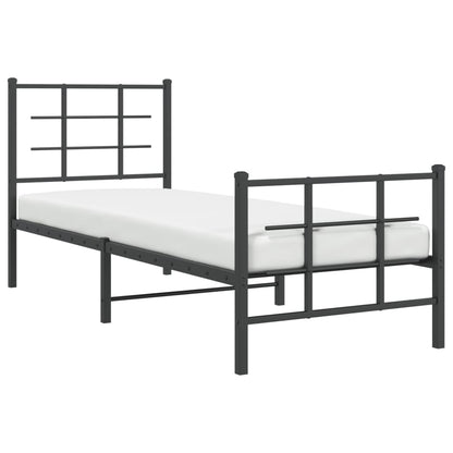 vidaXL Metal Bed Frame without Mattress with Footboard Black 75x190cm 4