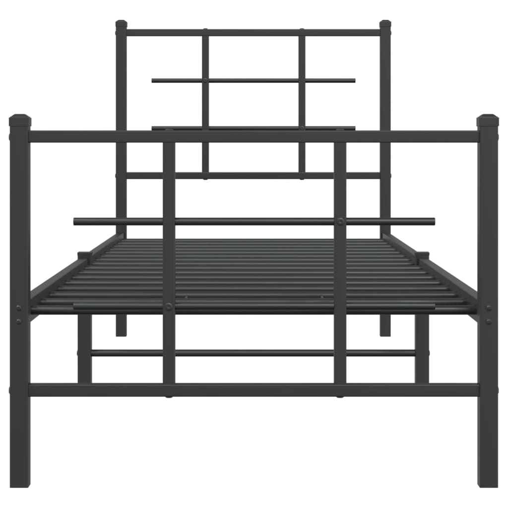 vidaXL Metal Bed Frame without Mattress with Footboard Black 75x190cm 5