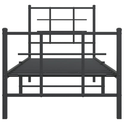 vidaXL Metal Bed Frame without Mattress with Footboard Black 75x190cm 5