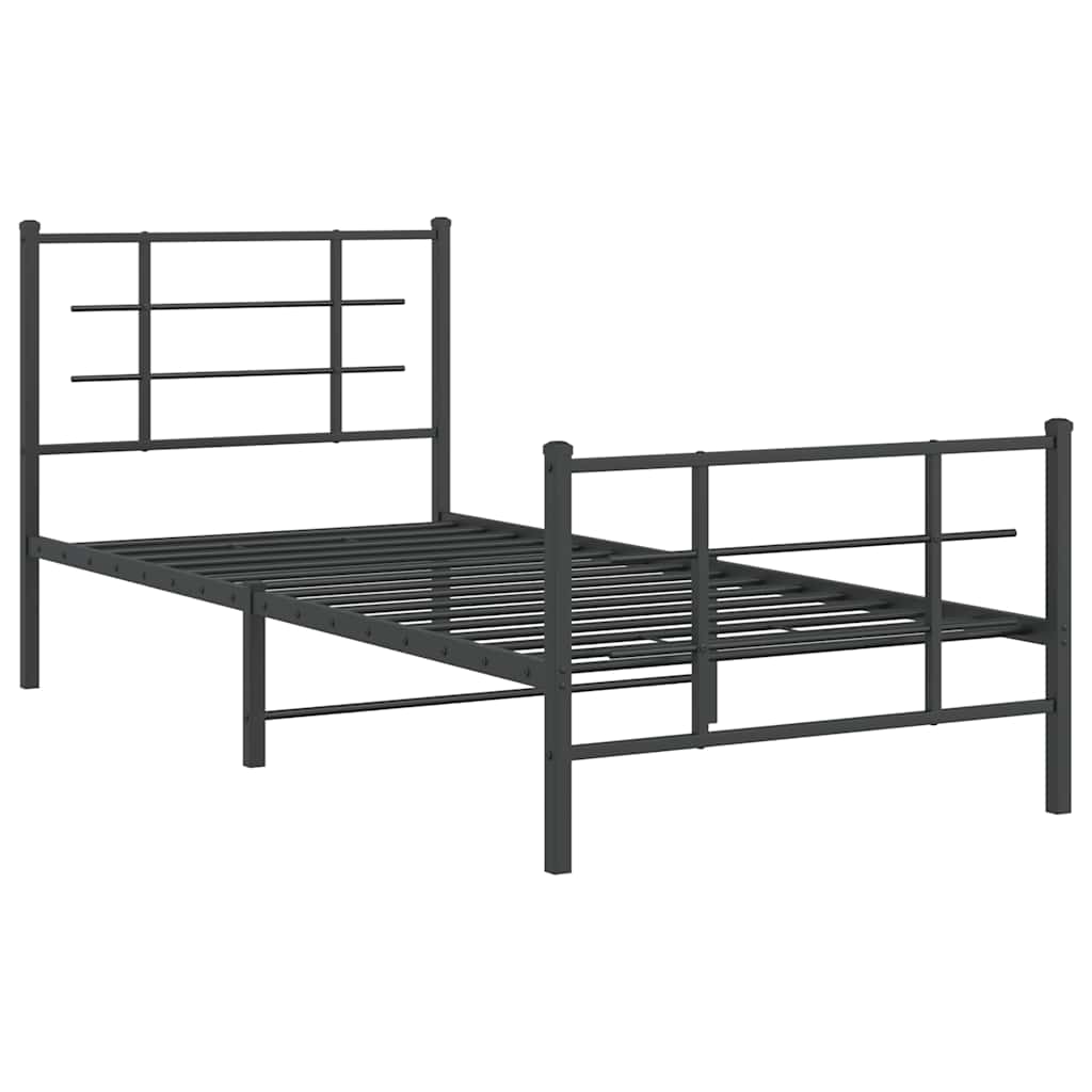 vidaXL Metal Bed Frame without Mattress with Footboard Black 90x200cm 3