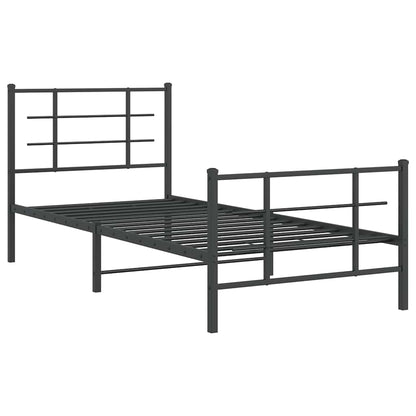 vidaXL Metal Bed Frame without Mattress with Footboard Black 90x200cm 3