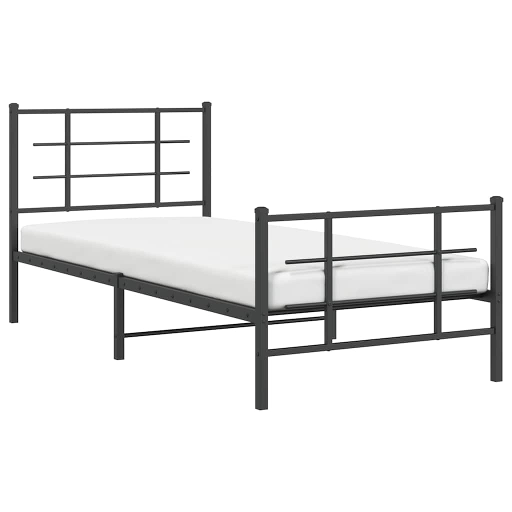 vidaXL Metal Bed Frame without Mattress with Footboard Black 90x200cm 4
