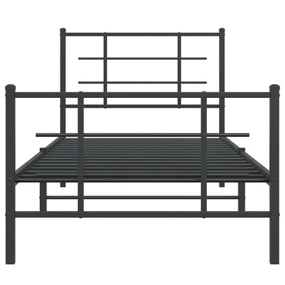 vidaXL Metal Bed Frame without Mattress with Footboard Black 90x200cm 5